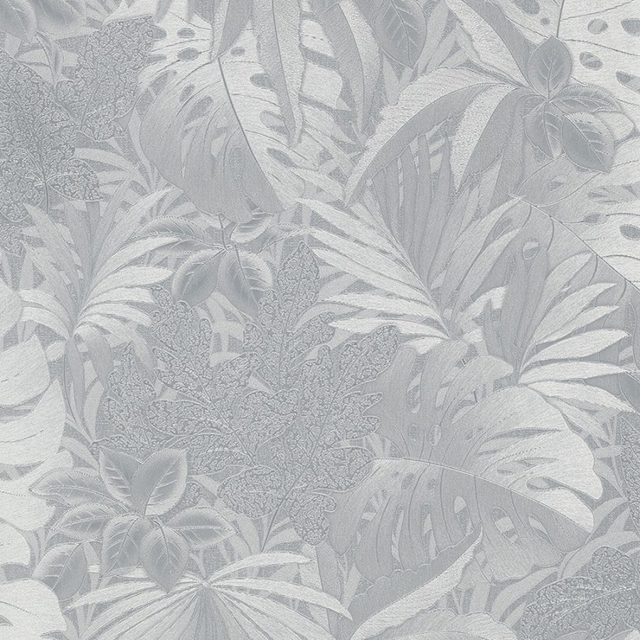 Stříbrná tapeta s listy 33301 - Tapety Yara