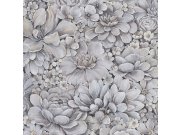 Tapety Yara - Šedo-fialová tapeta s květinami 33955 Šedo-fialová tapeta s květinami 33955