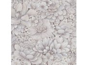 Šedo-růžová tapeta s květinami 33954