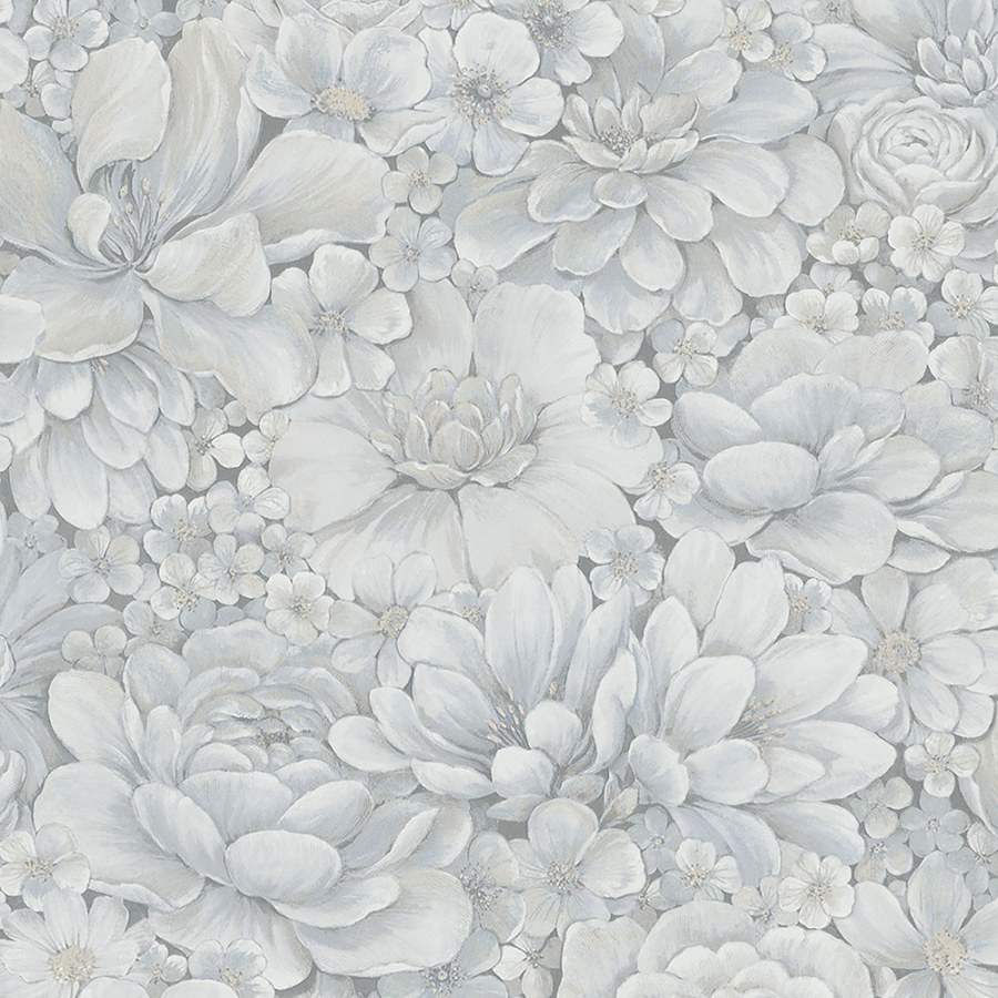 Šedo-modrá tapeta s květinami 33953 - Tapety Yara