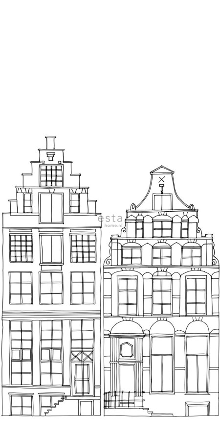 Černobílá Tapeta Domečky 158834 - Tapety Yara