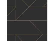 Černá geometrická tapeta, zlaté linie, City Chic, Origin Tapety Yara