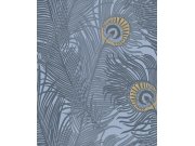 Tapeta na zeď, modrá, paví pera, Perla, Decoprint