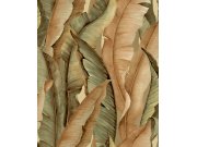 Tapeta na zeď, hnědo-zelená, listy, Perla, Decoprint