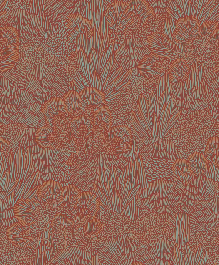 Tyrkysovo-červená tapeta na zeď Tyrkysovo-červená tapeta na zeď