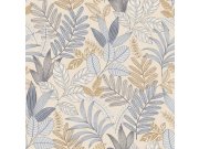 Béžovo-modrá tapeta s listy