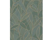 Zeleno-zlatá tapeta s listy