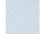 Světle modrá tapeta se zlatými brouky 375035