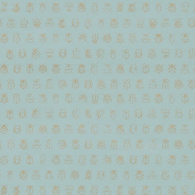 Tyrkysová tapeta se zlatými brouky 375031 Tyrkysová tapeta se zlatými brouky 375031