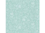 Tapety Yara - Tyrkysová tapeta s květinami a listy 383542 Tyrkysová tapeta s květinami a listy 383542