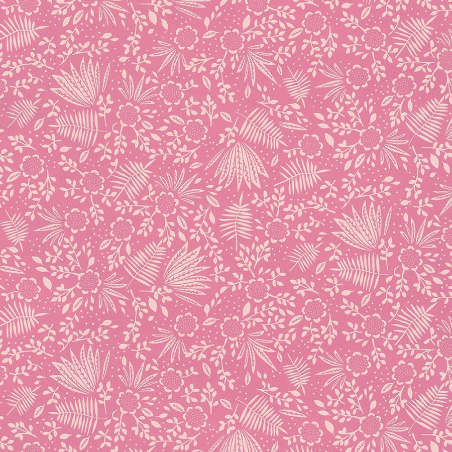 Tapety Yara - Růžová tapeta s květinami a listy 383541 Růžová tapeta s květinami a listy 383541 - Tapety Yara