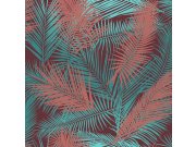 Tapeta na zeď, vínovo-tyrkysová, listy, Premium Selection, Vavex