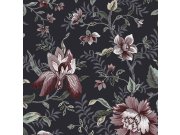 Tapety Yara - Černá tapeta s květinovým vzorem Černá tapeta s květinovým vzorem