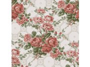 Bílá tapeta s růžemi