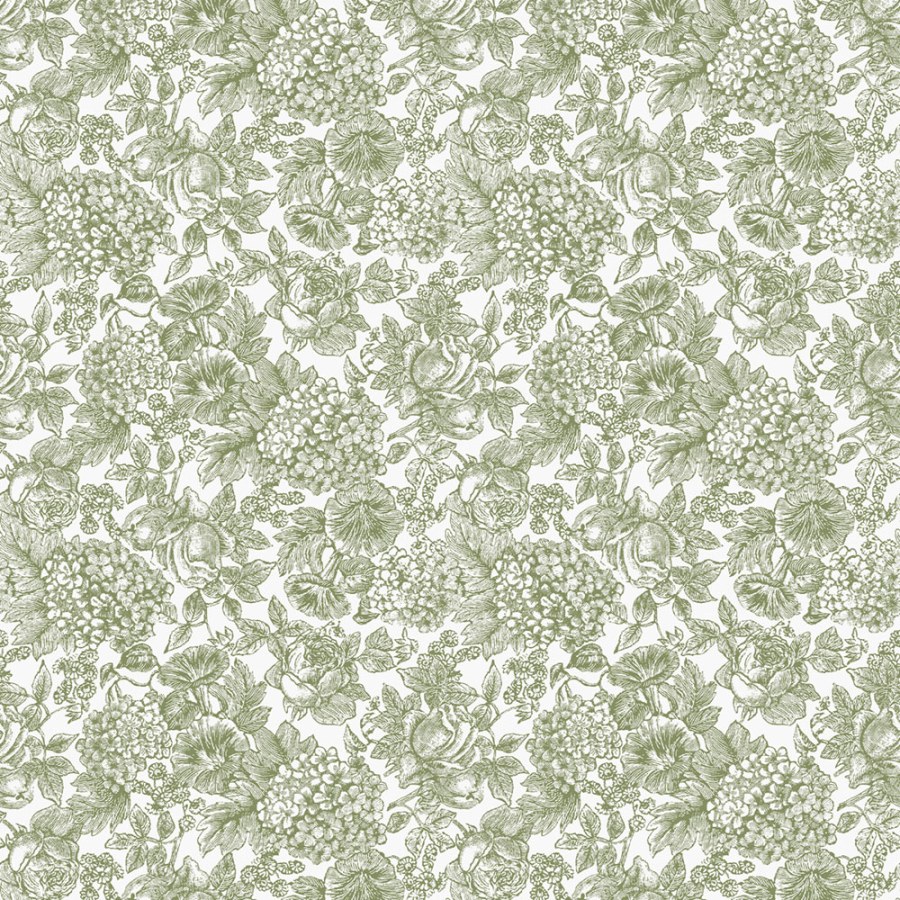 Bílo-zelená květinová tapeta na zeď - Tapety Yara