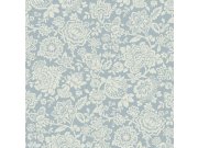 Modro-bílá květinová tapeta na zeď