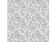 Šedo-bílá květinová tapeta na zeď