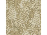Béžová tapeta, listy, textilní struktura Tahiti, Decoprint Tapety Yara