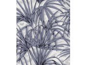 Šedo-stříbrná tapeta s palmovými listy