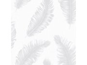 Tapety Yara - Šedo-stříbrná tapeta s peříčky Šedo-stříbrná tapeta s peříčky