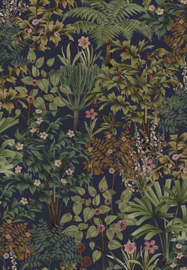 Modrá květinová tapeta na zeď - Tapety Yara