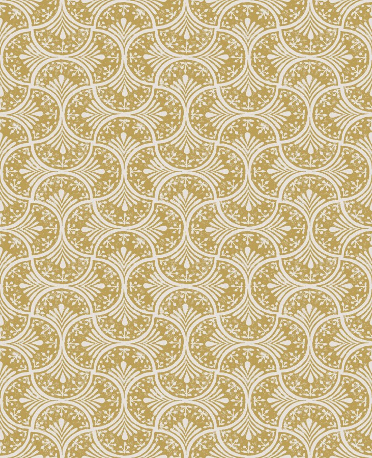 Tapety Yara - Okrovo-bílá geometrická tapeta na zeď Okrovo-bílá geometrická tapeta na zeď - Tapety Yara