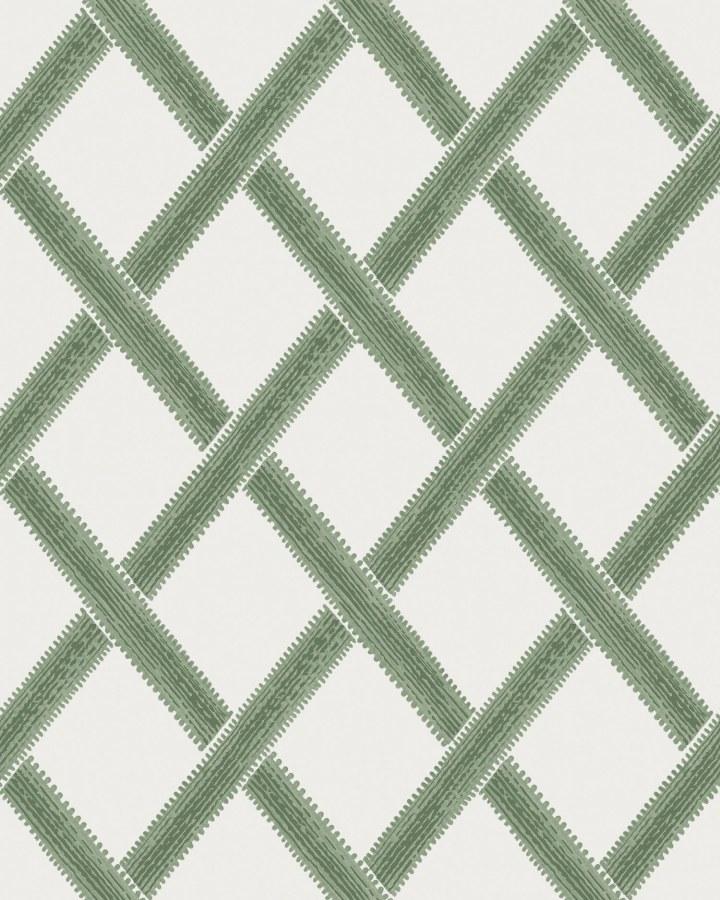 Bílo-zelená geometrická tapeta na zeď - Tapety Yara