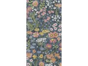 Modrá květinová tapeta na zeď