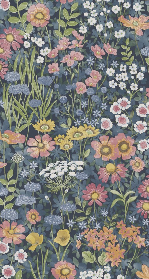 Tapety Yara - Modrá květinová tapeta na zeď Modrá květinová tapeta na zeď - Tapety Yara