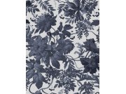 Šedo-modrá květinová tapeta na zeď