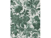 Šedo-zelená květinová tapeta na zeď