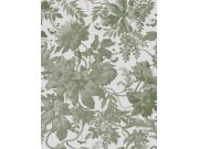 Tapety Yara - Šedo-zelená květinová tapeta na zeď Šedo-zelená květinová tapeta na zeď