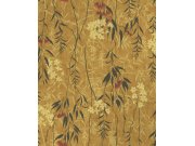 Tapety Yara - Hořčicová tapeta s květinami Hořčicová tapeta s květinami