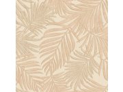 Krémovo-růžová tapeta s listy