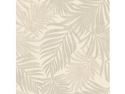 Šedo-krémová tapeta s listy