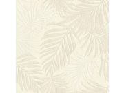 Krémová tapeta s listy