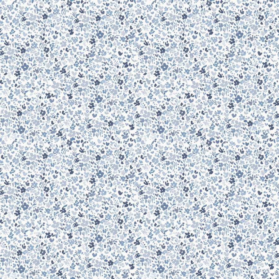 Modro-bílá květinová tapeta na zeď Modro-bílá květinová tapeta na zeď