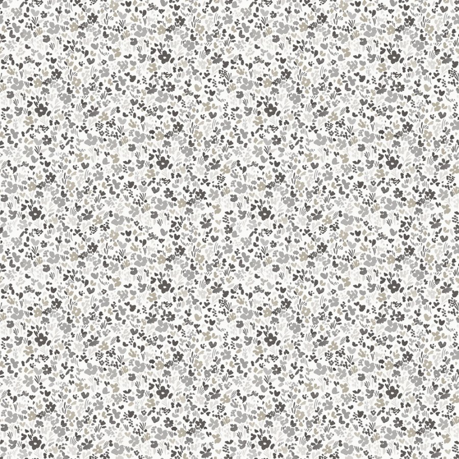 Šedo-bílá květinová tapeta na zeď Šedo-bílá květinová tapeta na zeď