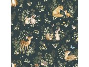 Tapety Yara - Zelená tapeta se zvířátky Zelená tapeta se zvířátky