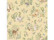 Tapety Yara - Okrová tapeta se zvířátky Okrová tapeta se zvířátky