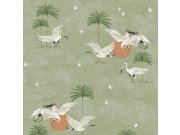 Tapety Yara - Zelená romantická tapeta na zeď Zelená romantická tapeta na zeď