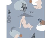 Modrá tapeta na zeď, ženy na pláži, Batabasta, ICH Wallcoverings Tapety Yara