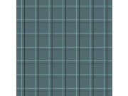 Tyrkysová geometrická tapeta, tartan, Batabasta, ICH Wallcoverings Tapety Yara
