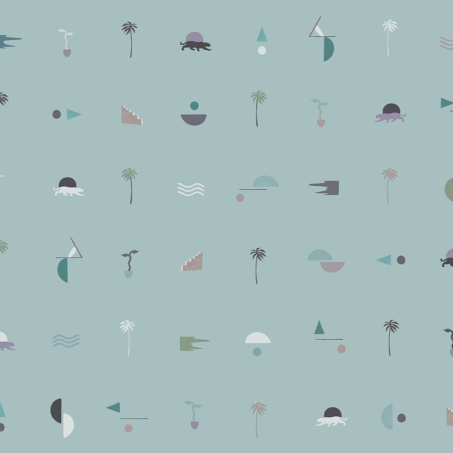 Tapety Yara - Modrá tapeta s palmami Modrá tapeta s palmami - Tapety Yara