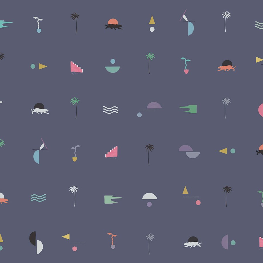 Tapety Yara - Tmavě modrá tapeta s palmami Tmavě modrá tapeta s palmami - Tapety Yara