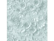 Květinová zelená tapeta s 3D efektem- M44604