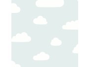 Mentolová tapeta s mráčky - A61804