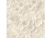 Tapety Yara - Květinová béžová tapeta s 3D efektem- M44607 Květinová béžová tapeta s 3D efektem- M44607