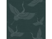 Tapeta - letící ptáci, jeřábi - látková textura, Natural Fabrics, Origin Tapety Yara