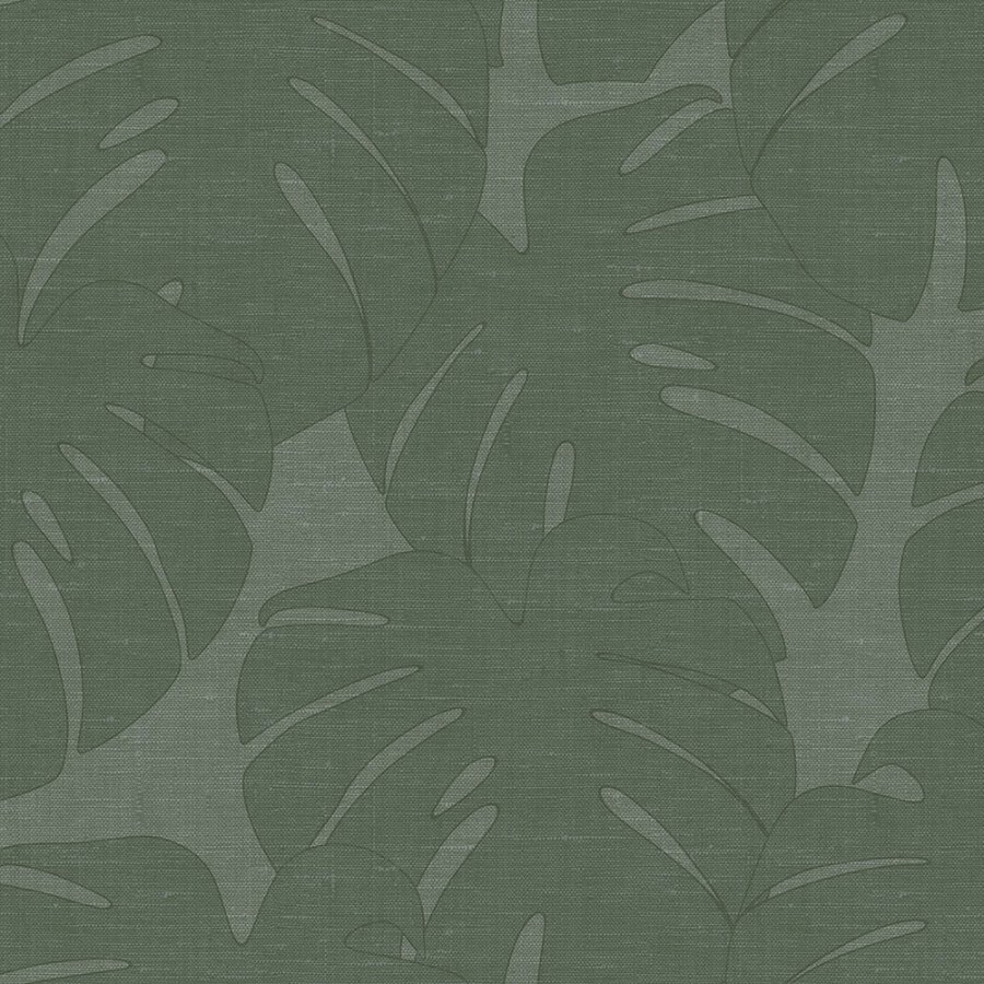 Tapety Yara - Zelená tapeta - listy monstery - látková textura 347762 Zelená tapeta - listy monstery - látková textura 347762 - Tapety Yara